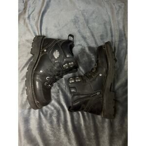 Harley Davidson Tracy Ladies Zipper Lace Up Ankle Black Boots Size 9M, 40 EU